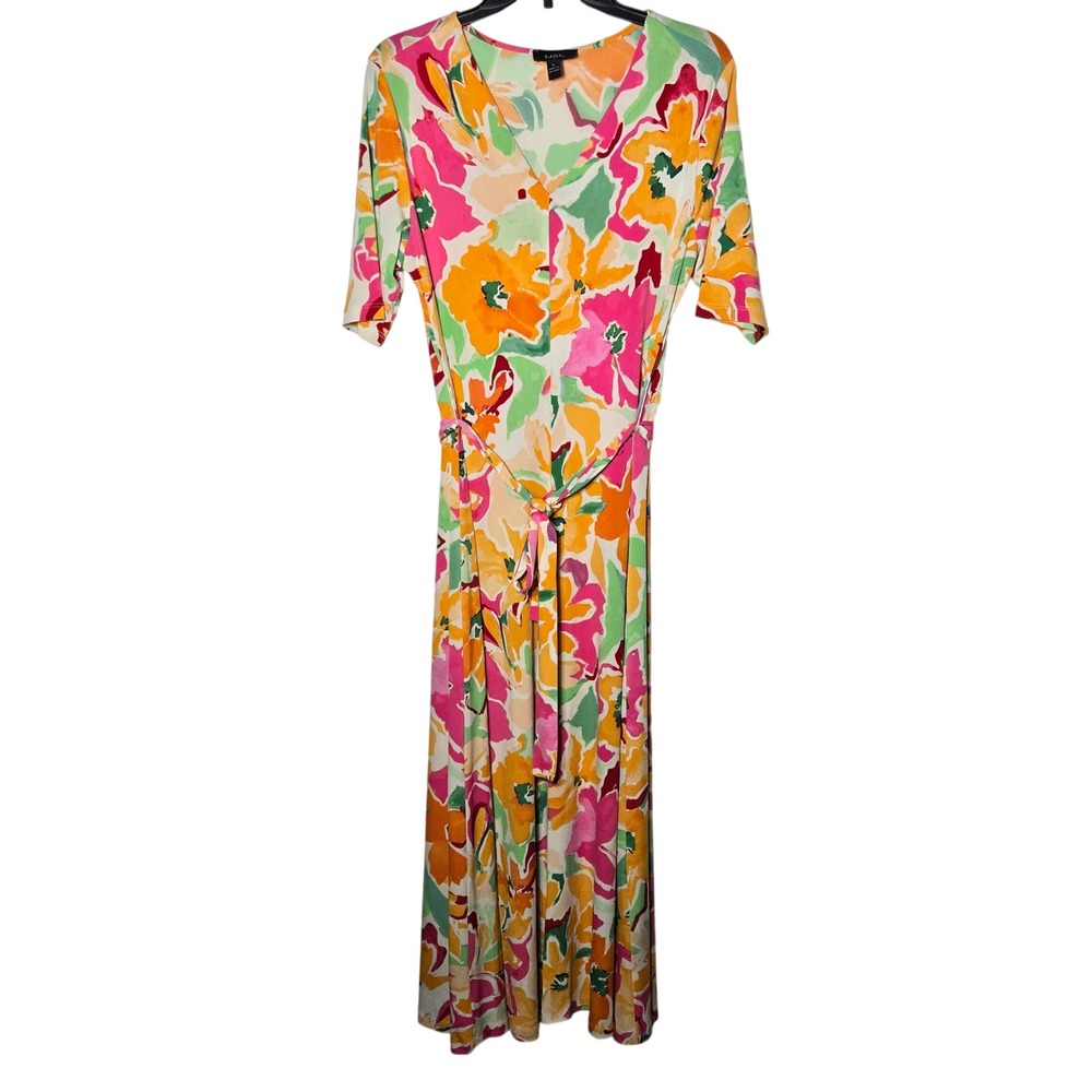 MSK Floral Maxi Dress in Pink, Yellow, Green